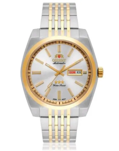 Relógio Orient Masculino Automático 3 Estrelas 469TT070 SISK Prata e Dourado