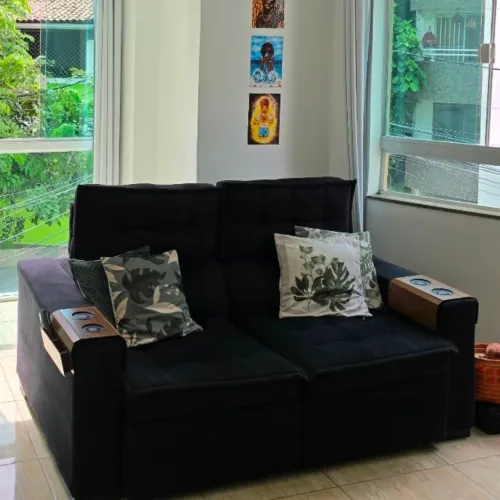 SOFÁ-CAMA 3 LUGARES PRETO