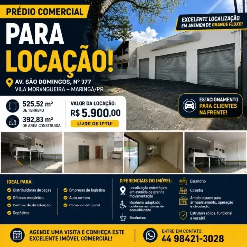 Prédio Comercial disponível para locação - Avenida São Domingos, nº 977 - Maringá