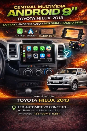 Central Multimídia Android 9 Polegadas da Hilux 2011 até 2015