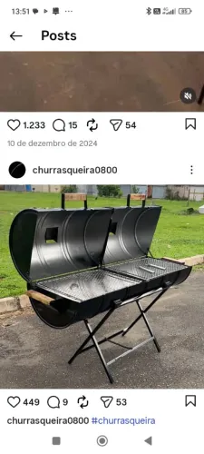 Churrasqueira tambor de 200 l com uma grelha tela moeda
