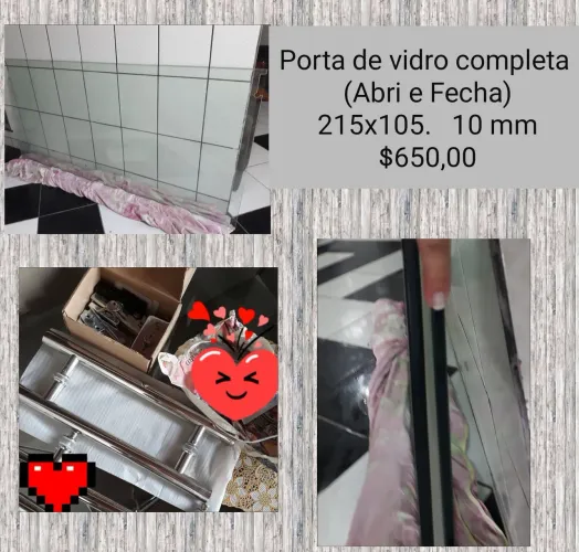 Porta de vidro completa $650 215×105 10mm