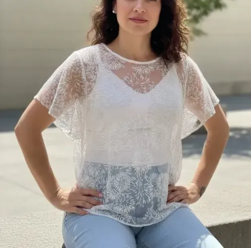 CAMISA RENDADA FEMININA G BRANCA