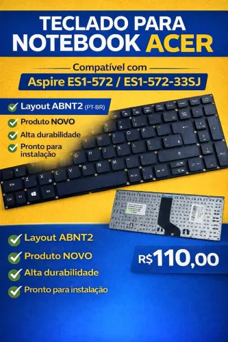 clado para Notebook Acer Aspire ES1-572 / ES1-572-33SJ - ABNT2 - Novo