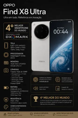 ? OPPO Find X8 Ultra 16GB RAM / 512GB - Top de Linha Premium!