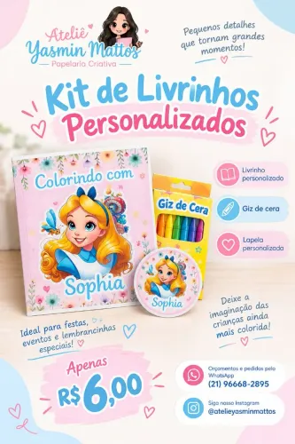KIT LIVRINHO DE COLORIR PERSONALIZADO 