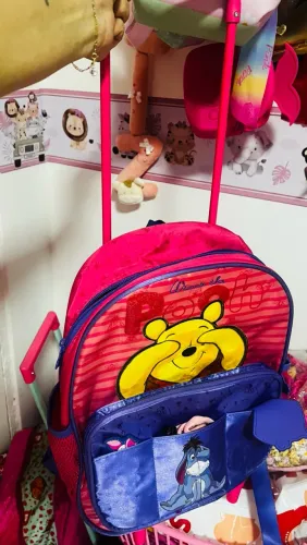 Mochila escolar ursinho POOH com rodinhas
