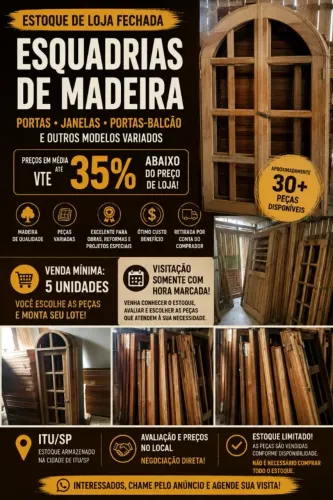 ESQUADRIAS DE MADEIRA NOVAS, COM PREÇO DE OPORTUNIDADE - ESTOQUE EM ITU/SP