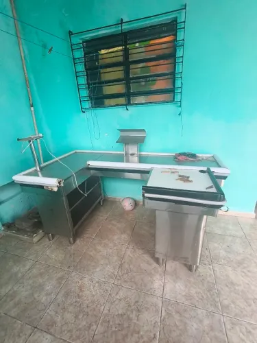 CAIXA DE SUPERMERCADO/BALCÃO/CHECKOUT EM INOX.