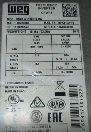 Inversor de frente Weg 31A 380v