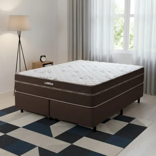 Colchão Queen 158CM Lisboa com base simples - ENTREGA HOJE - ZAP *
