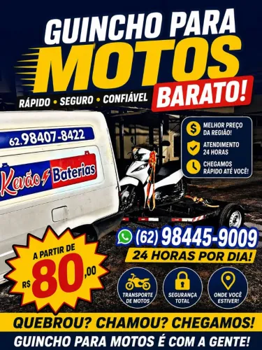 Guincho para motos24h + barato de Goiânia 