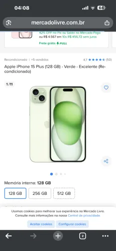 iPhone 15 plus semi novo zero