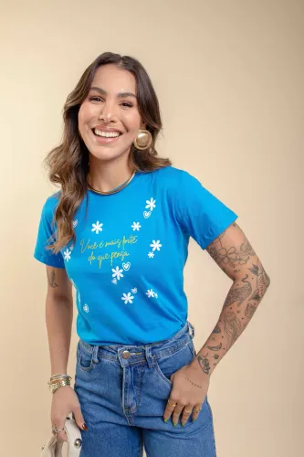 T-shirt Azul: Você é mais forte do que pensa I Presente
