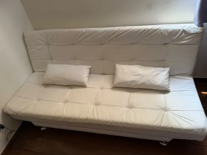 SOFA-CAMA 3 LUGARES CASAL PREMIUM COURO SINTETICO BRANCO