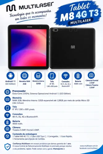 Tablet Multi M8 4G- Multilaser