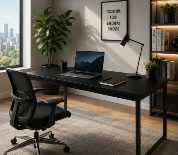 Mesa de escritório preta