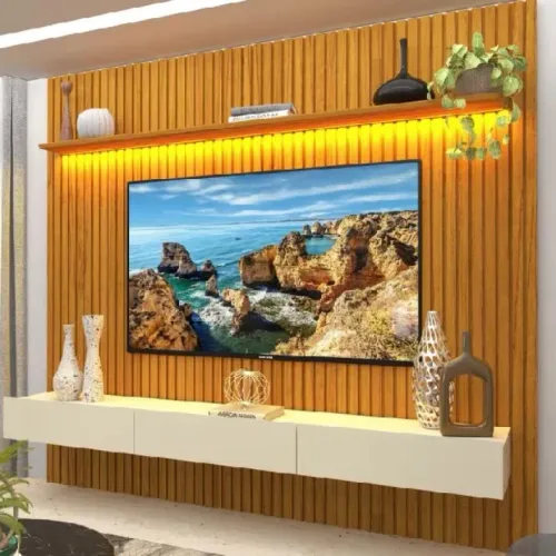 !! ATENÇÃO LEIA A DESCRIÇÃO!! RACK COM PAINEL RIPADO PARA TV ATÉ 90 POLEGADAS 