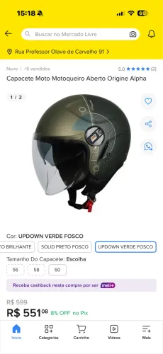 Capacete Origine usado menos de 5 vezes 