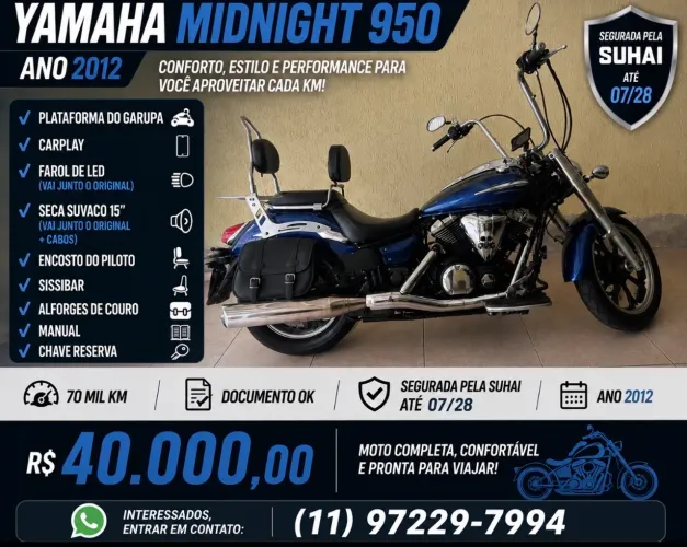 YAMAHA MIDNIGHT 950 - 2012 | COMPLETA E EQUIPADA