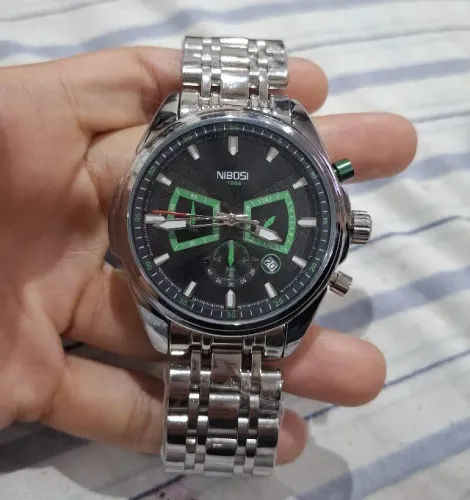 Relogio de Luxo Masculino - Nibosi Prata, prova d'água (Novo)