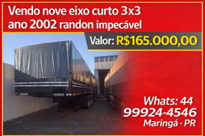 Vendo carreta nove eixo curto Randon 2002