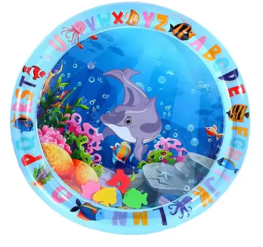 Tapete para Bebês de Água Inflável Baleia Redondo Atividade Infantil Sensorial