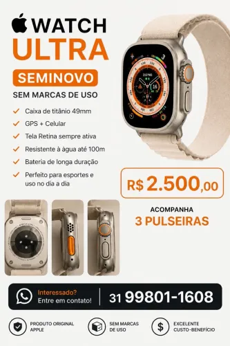 Apple Watch Ultra 49mm GPS + 3 Pulseiras