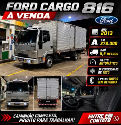 Ford Cargo 816 Baú 2013 - 278 Mil km - 6 Pneus Novos