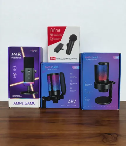 Microfone Profissional Gamer Fifine USB XLR RGB Lapela
