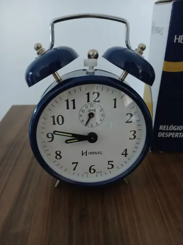 RELÓGIO DESPERTADOR HERWEG AZUL ESCURO RETRÔ