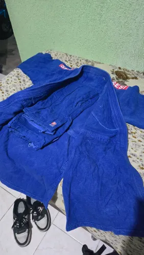 Kimono Judô Budokan Trançado Azul Tamanho A2