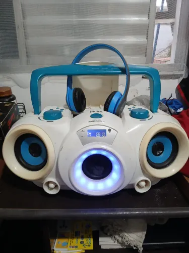Mini sistem portátil bombox philco raríssimo 