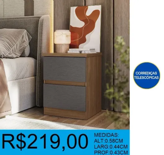 Mesa de cabeceira duas gavetas - compre hoje e receba em até 72h