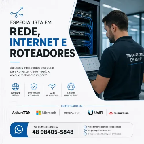 Técnico de rede, internet e cabeamento. Roteadores Wi-Fi Especialista certificado