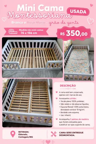 VENDO MINI CAMA MONTESSORIANA GRÃO DE GENTE