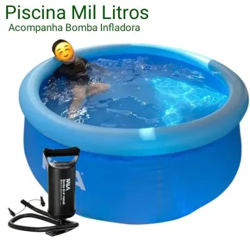 Piscina Borda Inflável juntamente com Bomba Infladora, kit 2 Peças 