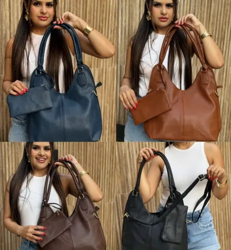 Bolsa kit carteira + bolsa