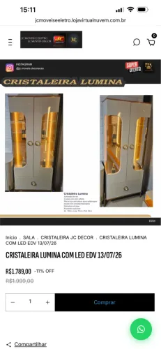 CRISTALEIRA LUMINA COM LED
