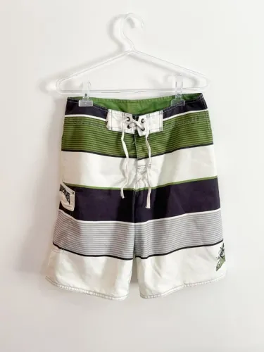 Short Infantil Quiksilver Original Listrado Vintage Tactel Surf