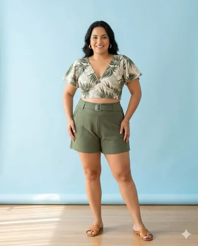 Conjunto short e blusa tecido malha