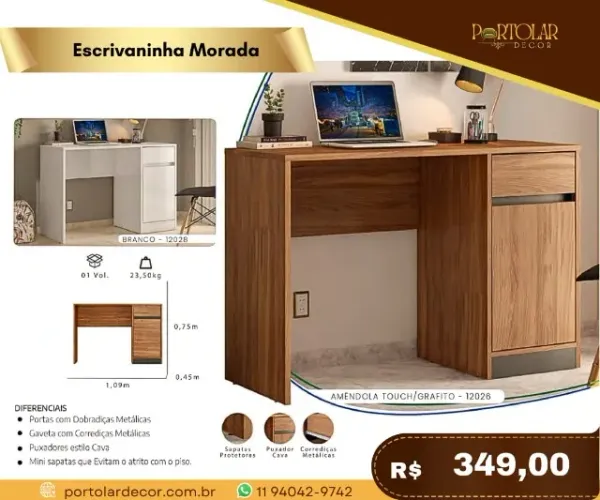 Escrivaninha Morada, a pronta entrega