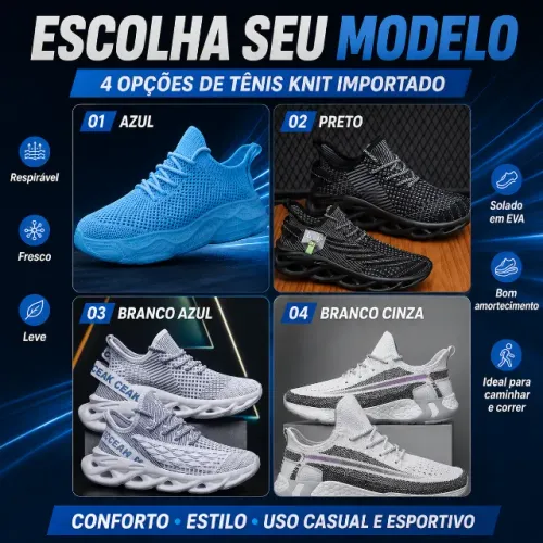 Tênis Masculino Sola EVA Tam. 41 Tecido Malha Mesh/Knit Respirável Arejado não sua os pés