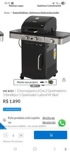 Churrasqueira a gás Mrs Beef