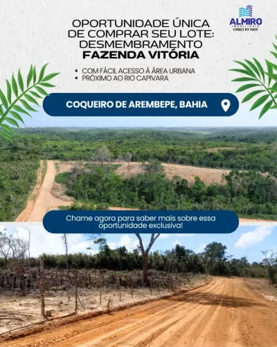 Lotes em Coqueiro de Arembepe na Fazenda Vitória