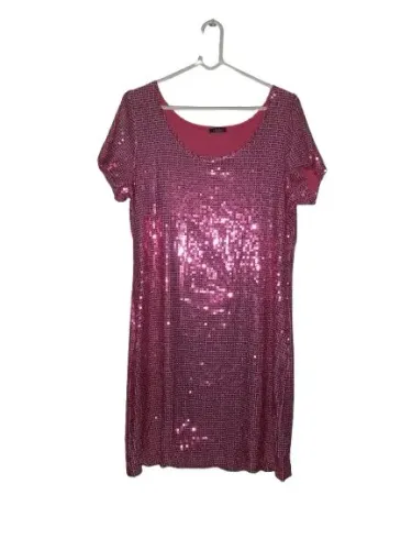 Vestido curto de festa/balada rosa paetê brilho tamanho GG