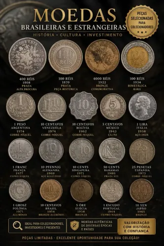 Moedas antigas brasileiras e estrangeiras