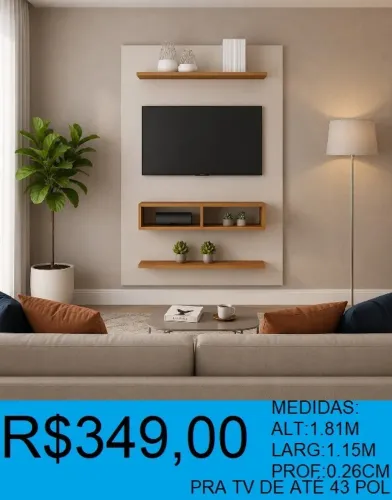 Painel home tv até 43 pol alt:1,81m larg:1,15m - frete grátis!