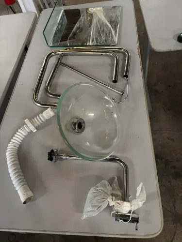 Cuba de vidro + torneira + espelho ( kit completo )