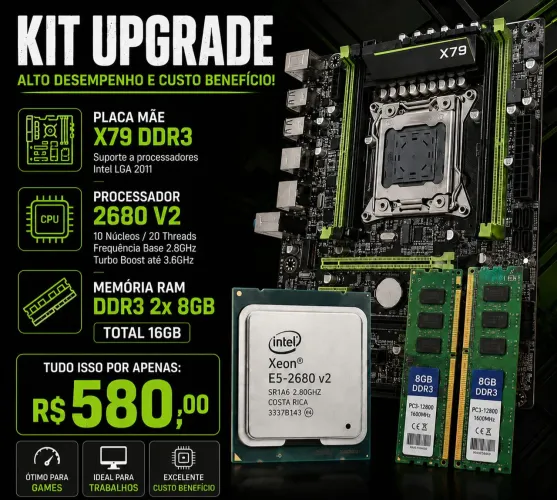 Kit xeon x79 placa mãe + processador + 16gb memória